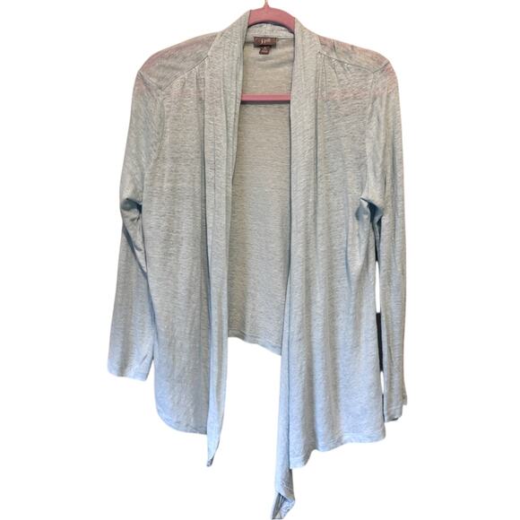 J Jill Teal Linen Open Front Cardigan Sweater Womens M Beachy Casual Staple - Picture 1 of 9